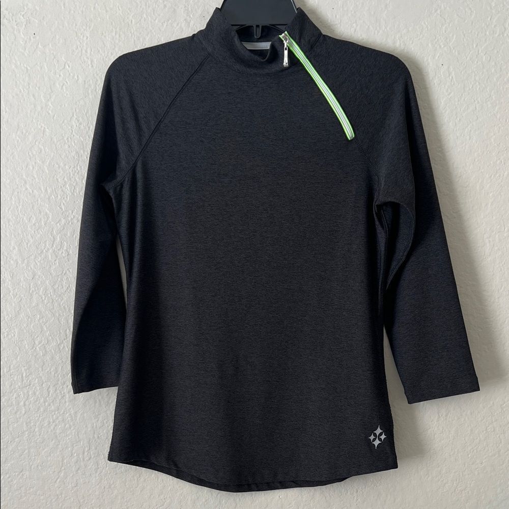 NWOT JOFIT 3/4 Sleeve UV Base Layer Mock Neck Top Charcoal in Size S